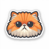 Sticker Happy Ginger Fluffy Cat - Visage mignon et amical (Recto)
