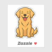 Sticker Happy Golden Retriever Dog – Cute Funny Pets (Feuille)
