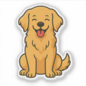 Sticker Happy Golden Retriever Dog – Cute Funny Pets (Devant)