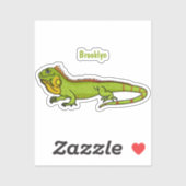 Sticker Happy green iguana cartoon (Feuille)