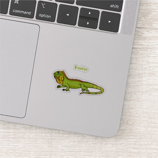 Sticker Happy green iguana cartoon (Détail)