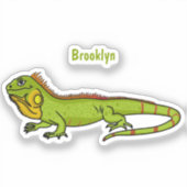 Sticker Happy green iguana cartoon (Recto)