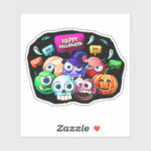 Sticker Happy Halloween Boo, jeu de caractères 3D (Feuille)