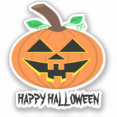 Sticker Happy Halloween Citrouille Custom-Cut Vinyl Sticke (Recto)