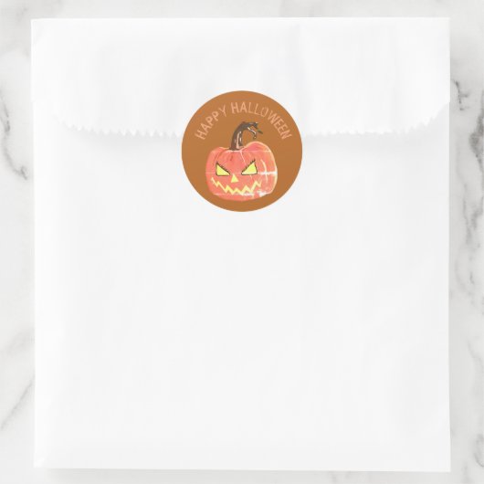 Sticker Happy halloween, Citrouille effrayant (Sac)