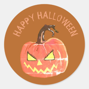 Sticker Happy halloween, Citrouille effrayant