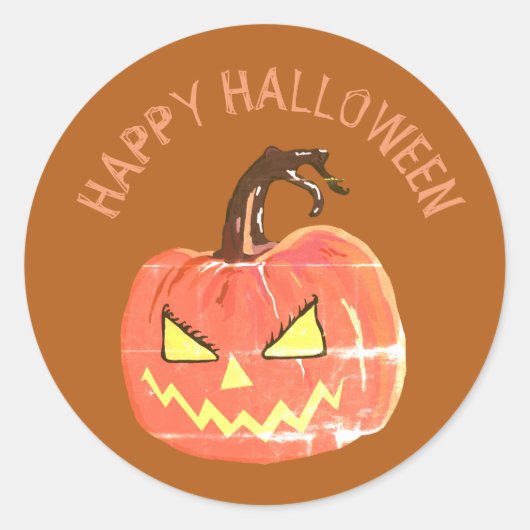 Sticker Happy halloween, Citrouille effrayant (Devant)