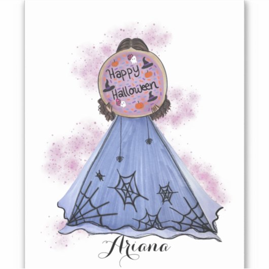 Sticker Happy Halloween Cookie Illustration Nom personnali (Devant)