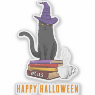 Sticker Happy Halloween Éffrayants sorts Black Cat Personn