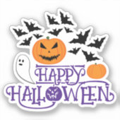 Sticker Happy Halloween fantôme citrouille chauve-souris t (Recto)