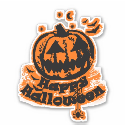 Sticker Happy Halloween Jack-o'-lantern Spider (Devant)
