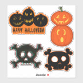 Sticker Happy Halloween Skullies Citrouilles Éffrayants (Feuille)