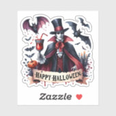 Sticker Happy Halloween - Vampire effrayant et chauves-sou (Feuille)