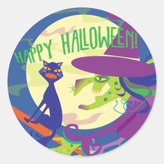 STICKER Happy Halloween Witch (Voorkant)