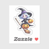 Sticker Happy Hexing : Sorcière avec un sourire à Enchant (Feuille)