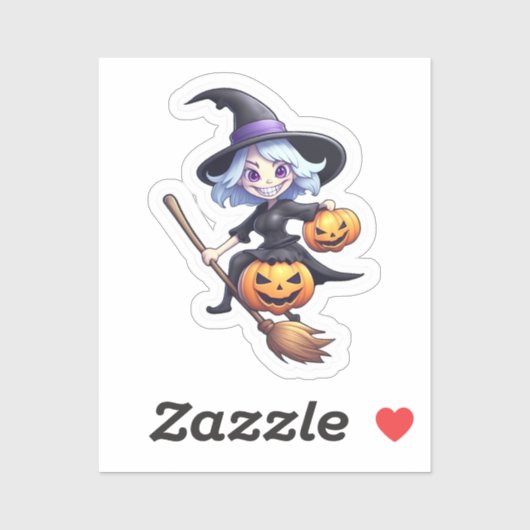 Sticker Happy Hexing : Sorcière avec un sourire à Enchant (Feuille)