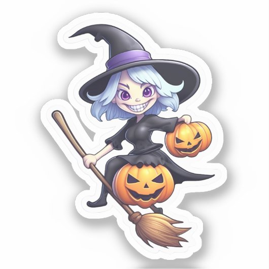 Sticker Happy Hexing : Sorcière avec un sourire à Enchant (Recto)