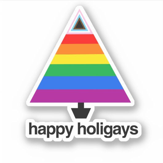 Sticker Happy Holigays Progress Pride Tree (Devant)