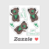Sticker Happy Jour de la Saint Patrick Chien quatre feuill (Feuille)