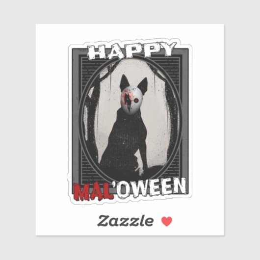 Sticker Happy Mal'oween Malinois Belge Halloween (Feuille)