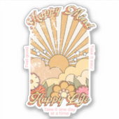 Sticker Happy Mind Happy Life Hippy Vibes Super (Devant)