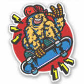 Sticker Happy Monster sur Skateboard 4" Kiss Cut Vinyl (Devant)