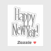 Sticker Happy New Year Silver (Feuille)