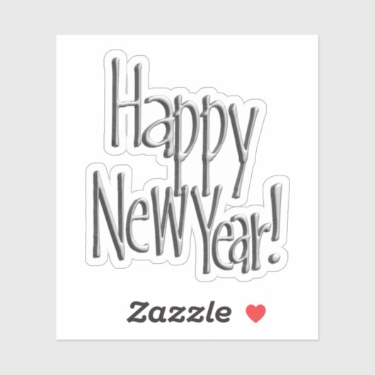 Sticker Happy New Year Silver (Feuille)