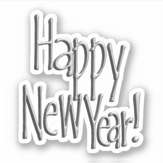 Sticker Happy New Year Silver (Devant)