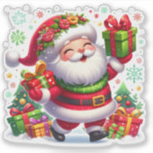 Sticker Happy Santa Celebrates With Colorful Gifts (Devant)