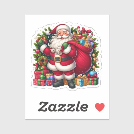 Sticker Happy Santa Claus Christmas (Feuille)