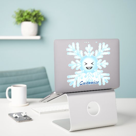 Sticker Happy Snowflake Emoticon Thunder_Cove (Ordinateur portable sur le bureau)