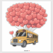 Sticker Happy Valentine's Day Bus with Owl (Feuille)
