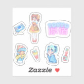 Sticker Harajuku Anime Girl (Feuille)