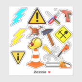 Sticker Hardhat Worker - Outils de boîte à outils (Feuille)