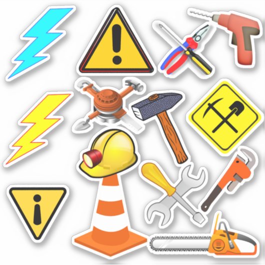 Sticker Hardhat Worker - Outils de boîte à outils (Devant)