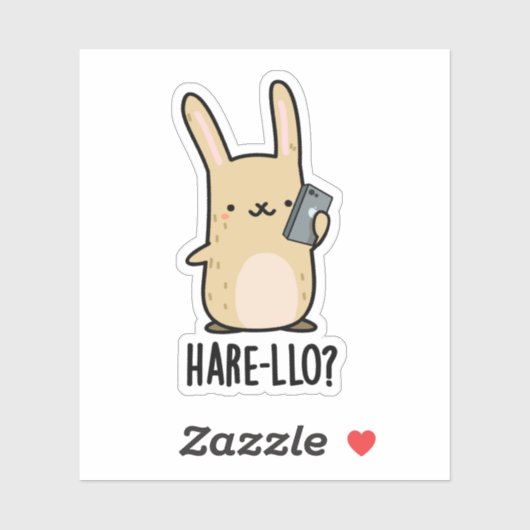 Sticker Hare-Lo Il Funny Hare Rabbit Pun (Feuille)