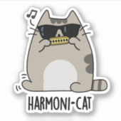 Sticker Hari-cat Funny Harmonica Cat Pun (Devant)
