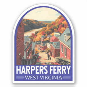 Sticker Harpers Ferry West Virginia Travel Art Vintage