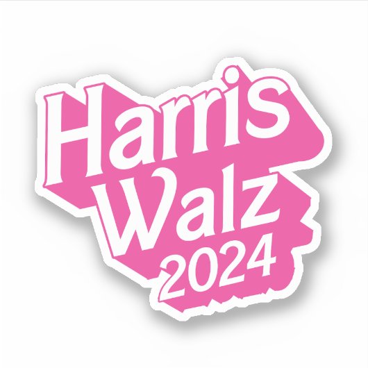 Sticker Harris Walz 2024 Pink (Devant)