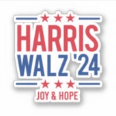 Sticker Harris Walz '24 - Joy and Hope (Devant)