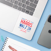 Sticker Harris Walz '24 - Joy and Hope (Ordinateur portable avec iPhone)