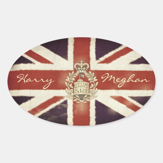 Sticker Harry and Meghan Royal Mariage Oval (Devant)