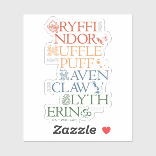 Sticker HARRY POTTER™ | Délicat Sketch HOGWARTS™ Maisons (Feuille)