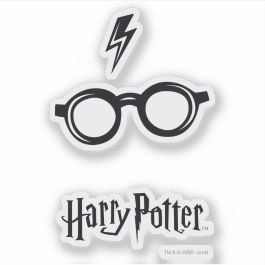 Sticker Harry Potter | Éclair de voiture et lunettes (Devant)