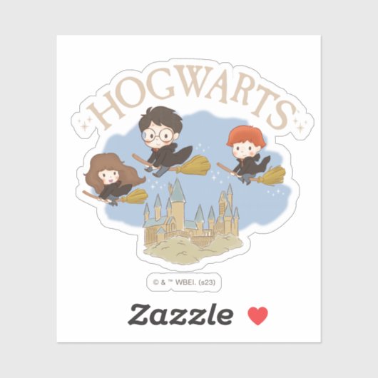 Sticker HARRY POTTER™, Hermione & Ron Fly Over HOGWARTS™ (Feuille)