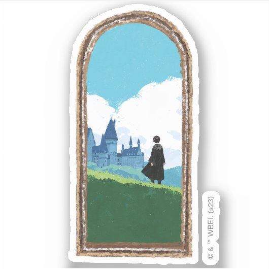 Sticker HARRY POTTER™ Surplombant le château HOGWARTS™ (Devant)