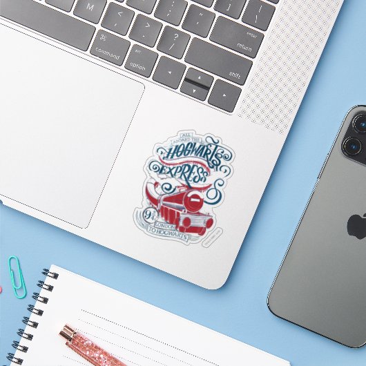 Sticker Harry Potter | Typographie Express Hogwarts (Ordinateur portable avec iPhone)