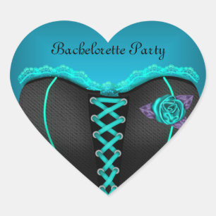Sticker Hart Bruidsfeestje Turquoise Blauw Corset