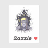 Sticker Hauned Fold House - Scottish Fold Cat Halloween (Feuille)